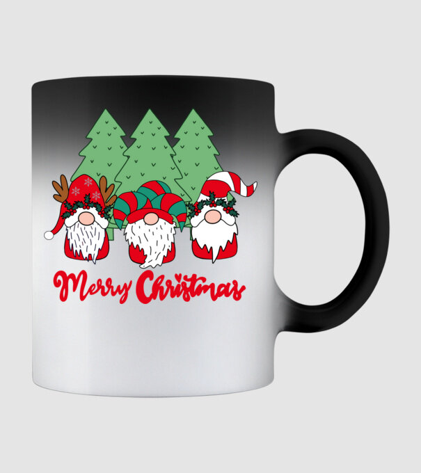 Merry christmas gnomes model negru pe tricou