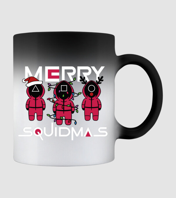 Merry squidmas model negru pe tricou