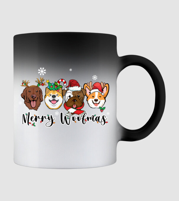 Merry woofmas 2 model negru pe tricou