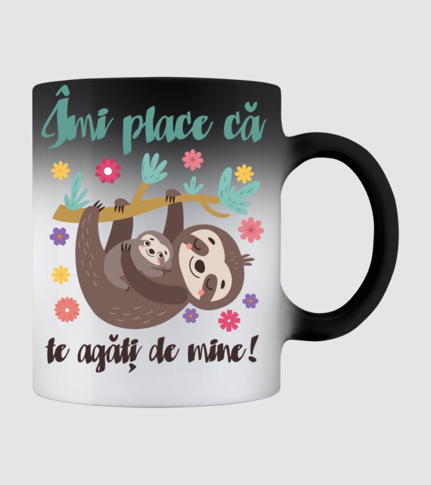 Îmi place să mă agăț de tine! Te iubesc mamă! model negru pe tricou