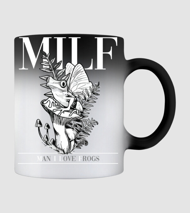 MILF man i love frogs model negru pe tricou