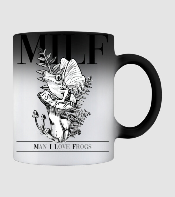 MILF man i love frogs model negru pe tricou