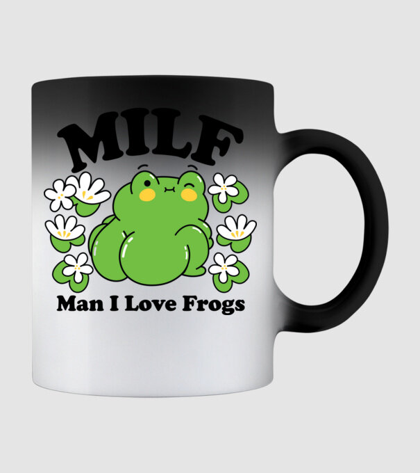 MILF man i love frogs model negru pe tricou