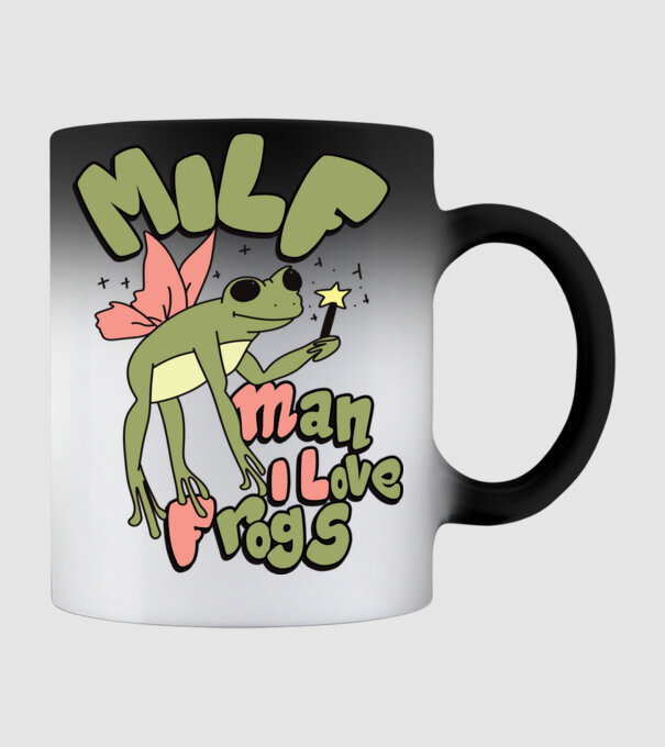 MILF man i love frogs model negru pe tricou