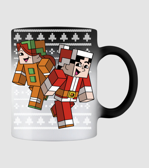 Minecraft christmas ugly sweater model negru pe tricou