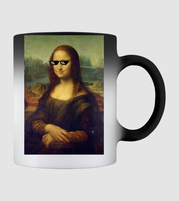 Mona Lisa Deal with it model negru pe tricou