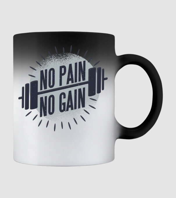 No pain no gain round model negru pe tricou