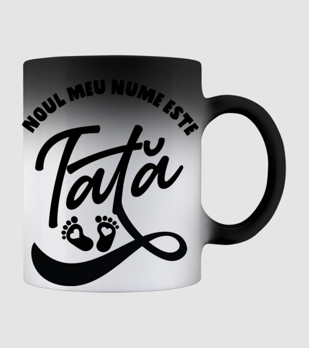 Noul meu nume este Tată model negru pe tricou