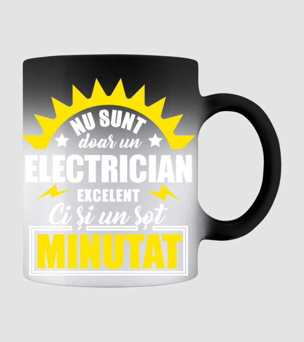 Nu sunt doar un electrician excelent, ci și un soț minunat! model negru pe tricou