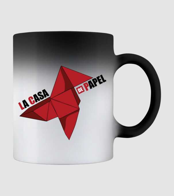 origami la casa de papel white model negru pe tricou