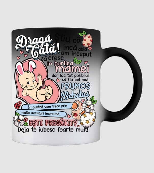 Paști Dragă tată model negru pe tricou