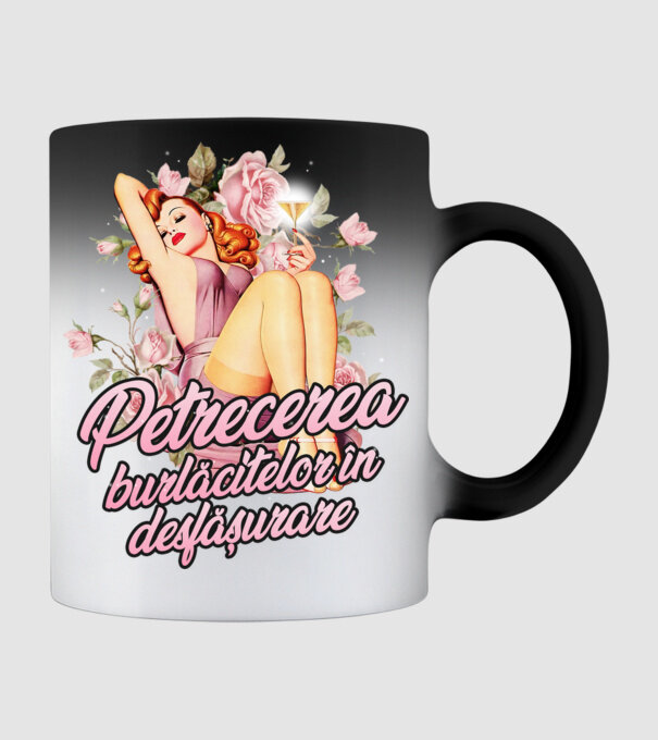 Petrecerea burlăcitelor în desfășurare model negru pe tricou