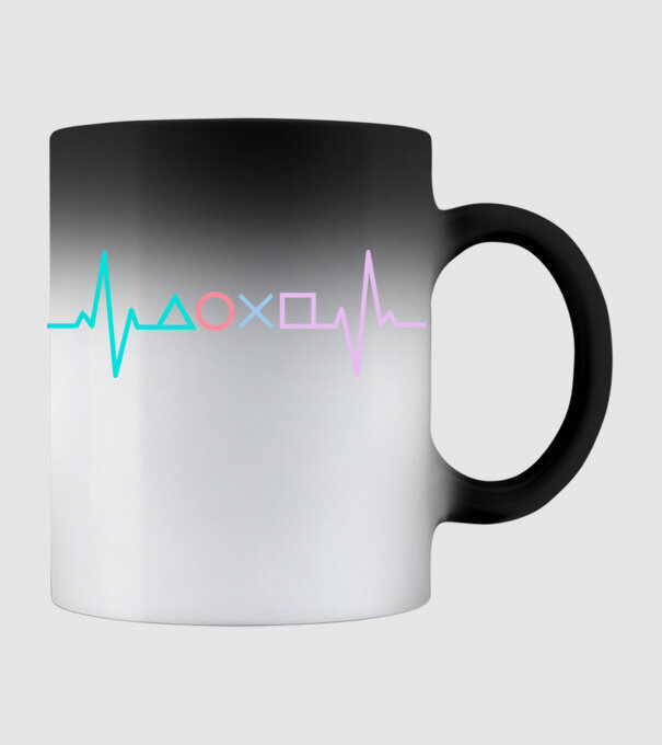 Playstation Symbols EKG model negru pe tricou