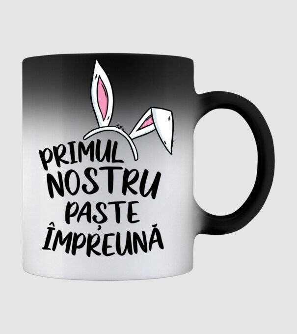 Primul nostru Paște împreună model negru pe tricou