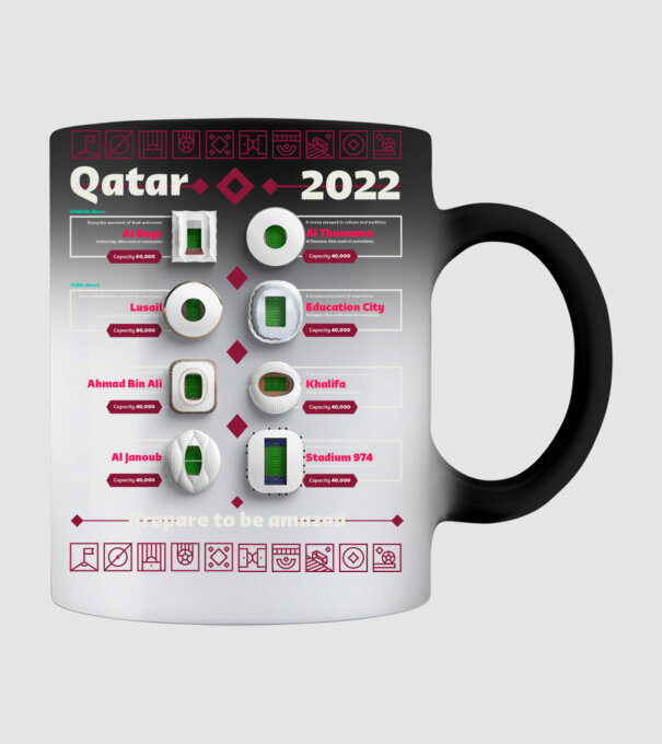 Qatar 2022 Stadiums model negru pe tricou