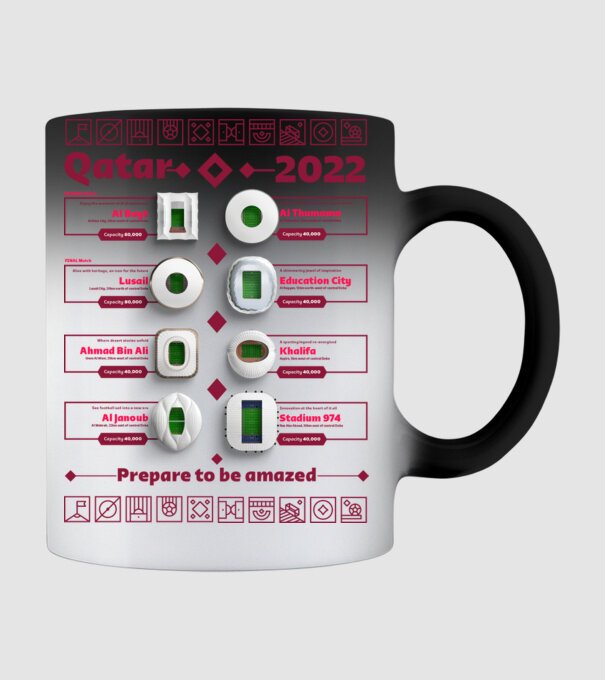 Qatar 2022 Stadiums white model negru pe tricou