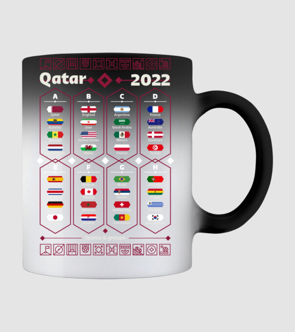 Qatar 2022 teams - groups model negru pe tricou