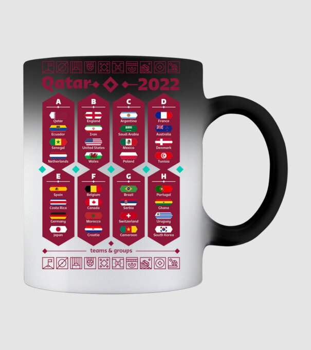 Qatar 2022 teams - groups white model negru pe tricou