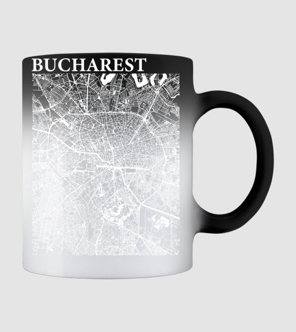 România Bucharest map model negru pe tricou