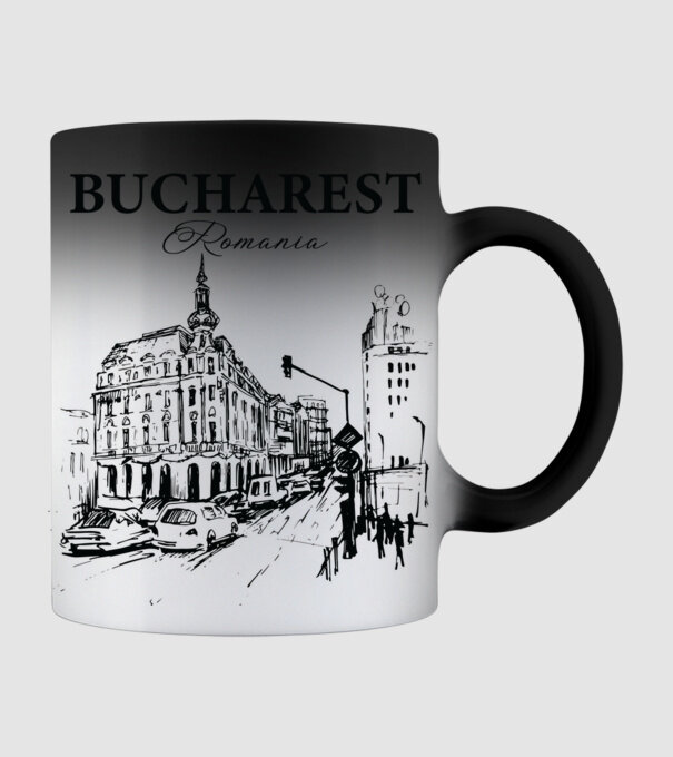 România Bucharest vintage model negru pe tricou