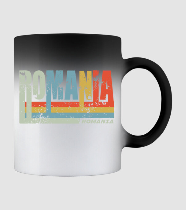 România retro model negru pe tricou