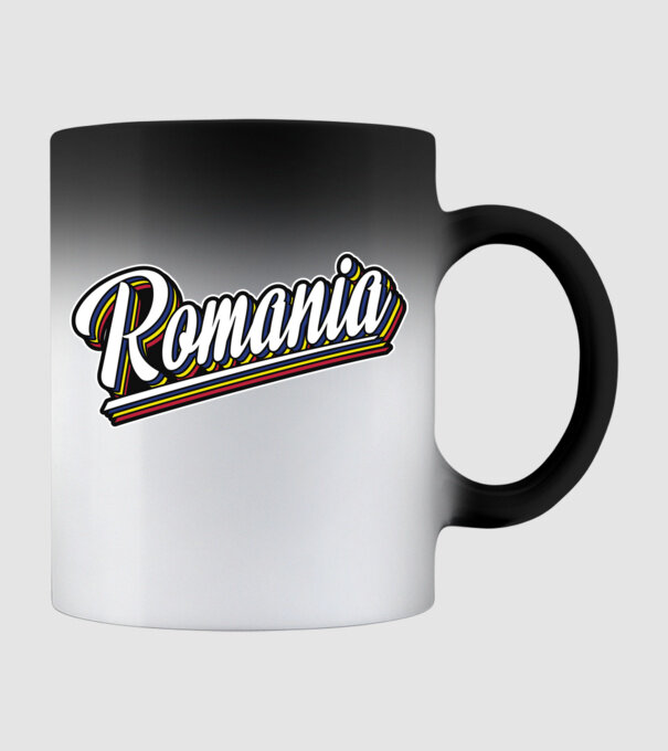 România retro model negru pe tricou