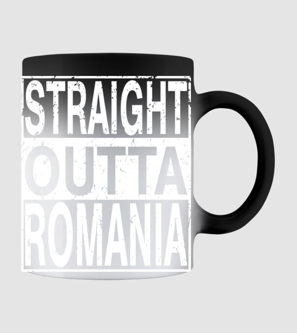 România straight outta model negru pe tricou
