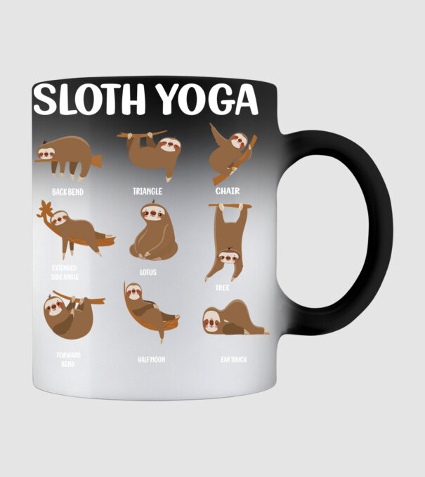 Sloth yoga model negru pe tricou