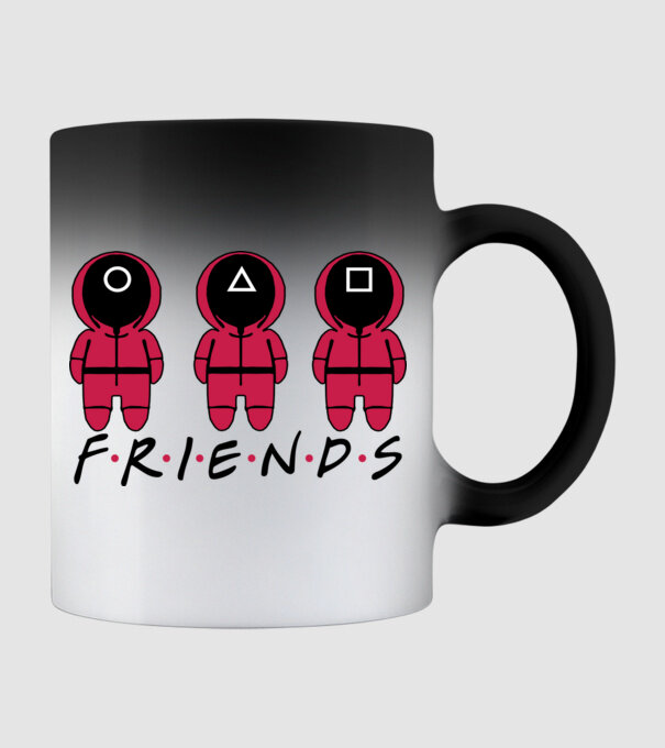 squid game friends model negru pe tricou