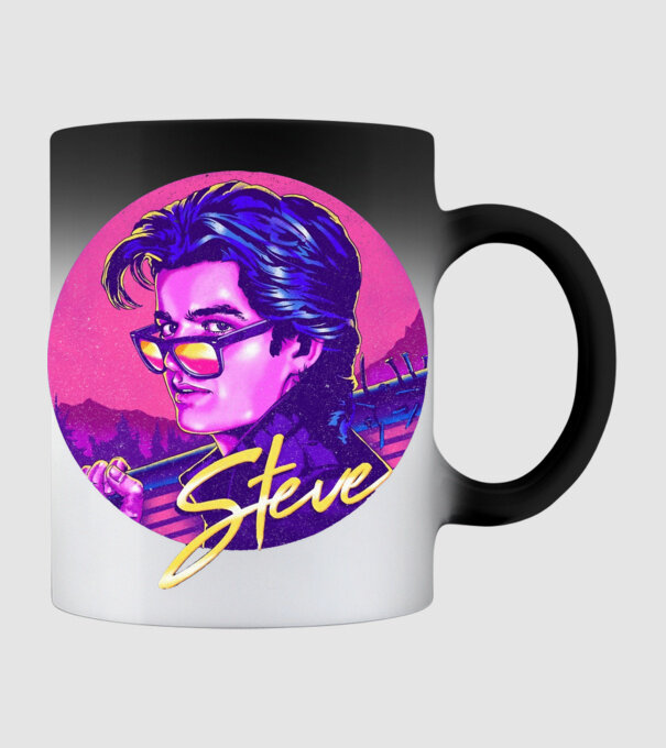 steve neon stranger things model negru pe tricou