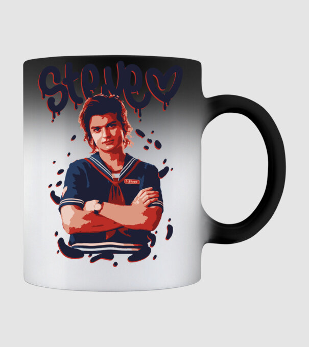steve stranger things model negru pe tricou