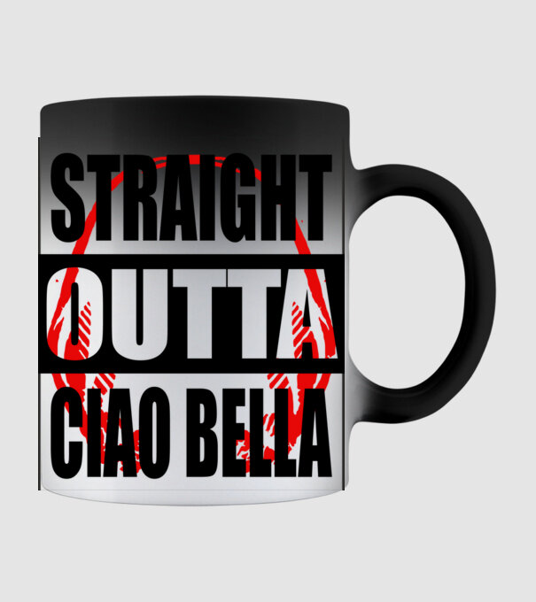straight outta bella ciao model negru pe tricou