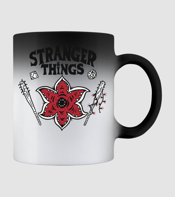 stranger things demogorgon head2 model negru pe tricou