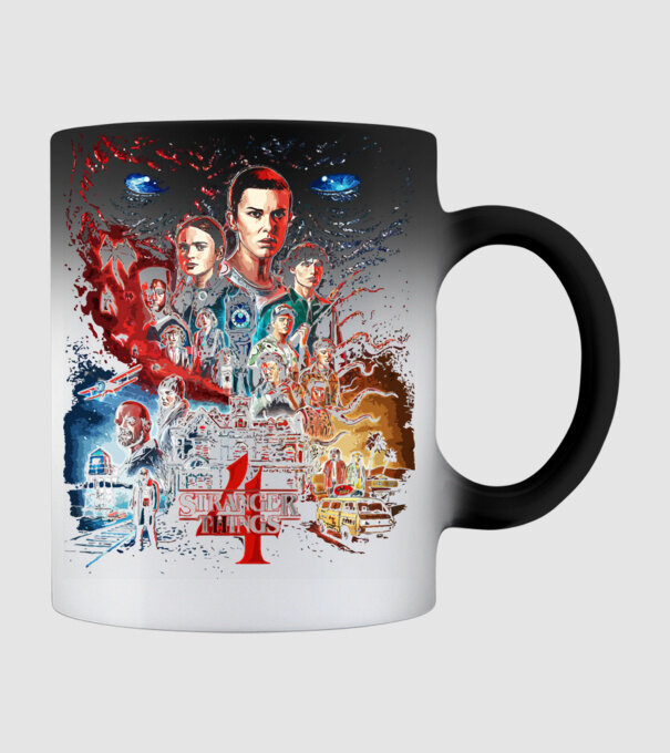 stranger things poster model negru pe tricou