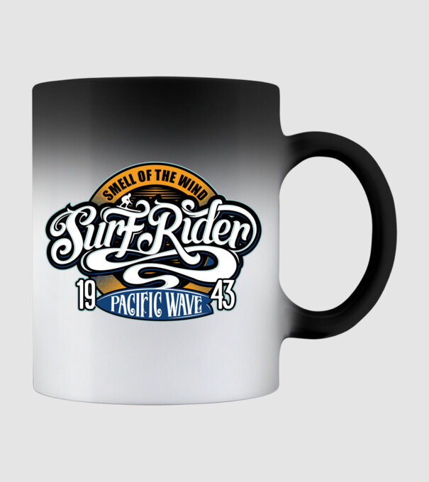 Surf Rider model negru pe tricou
