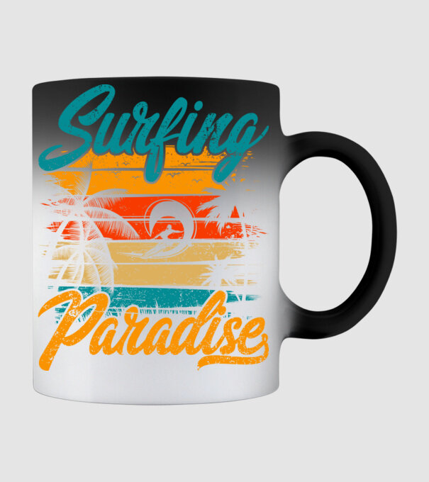 Surfing Paradise model negru pe tricou