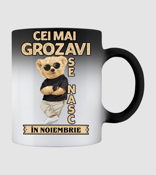 Teddy cel cool noiembrie model negru pe tricou