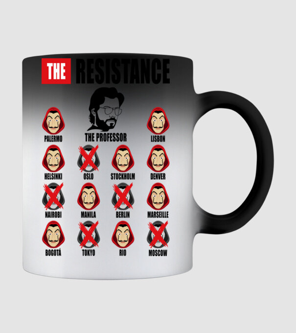 the resistance la casa de papel white model negru pe tricou