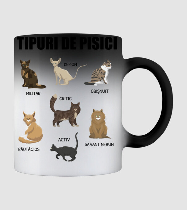 Tipuri de pisici model negru pe tricou