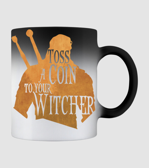 Toss a Coin to your Witcher model negru pe tricou