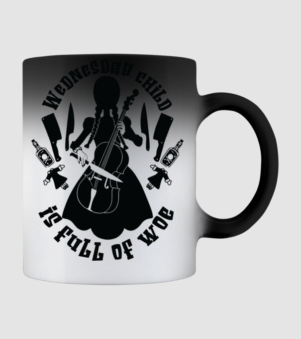 Wednesday child is full of woe model negru pe tricou