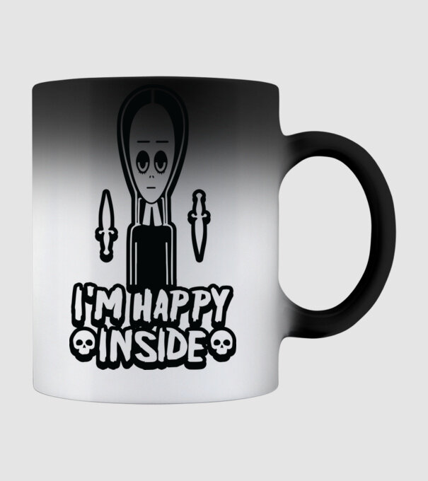 WEDNESDAY Happy inside model negru pe tricou