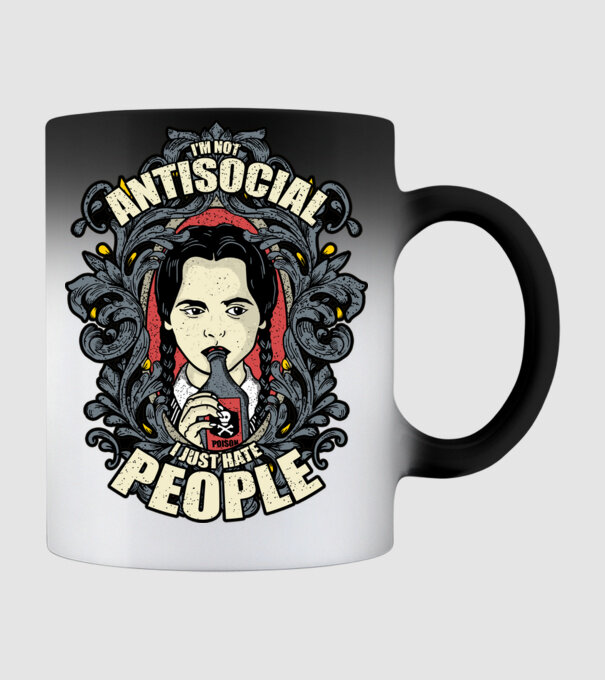 WEDNESDAY - Just hate people model negru pe tricou