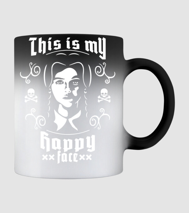 WEDNESDAY This is my happy face model negru pe tricou