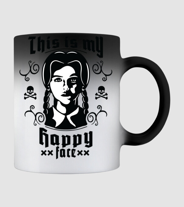 WEDNESDAY This is my happy face model negru pe tricou