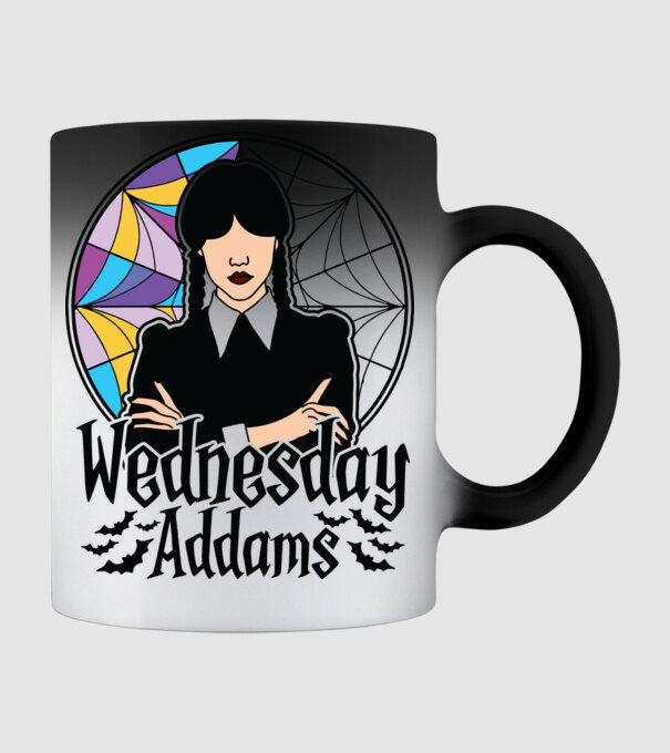 Wednesday Window colorful model negru pe tricou