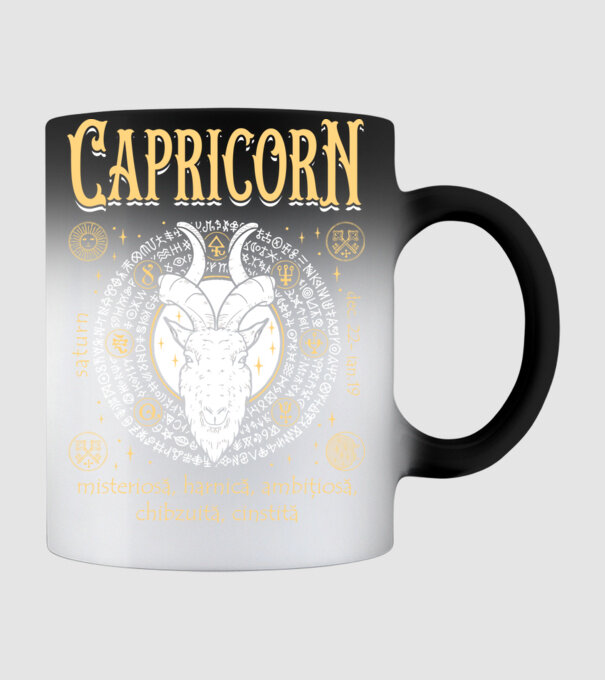 Zodiac femeie CAPRICORN golden model negru pe tricou