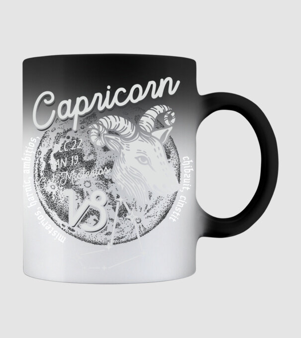 Zodiac bărbat CAPRICORN retro model negru pe tricou