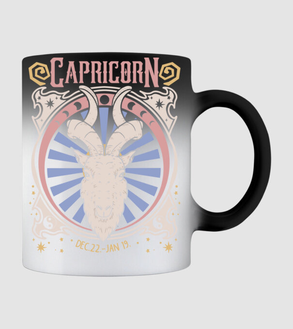 Zodiac Vintage CAPRICORN model negru pe tricou