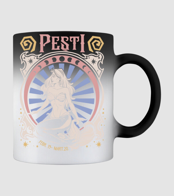 Zodiac Vintage PEȘTI model negru pe tricou